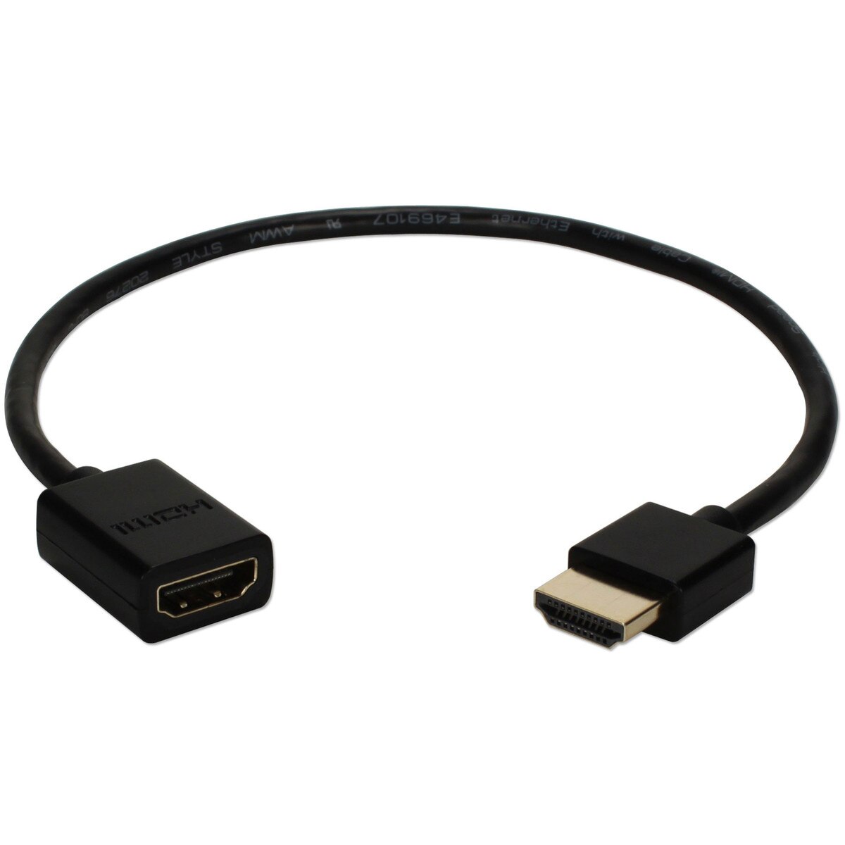 Thin 1 ft. High Speed 4K Ultra HD HDMI Male to Female Extension Cable